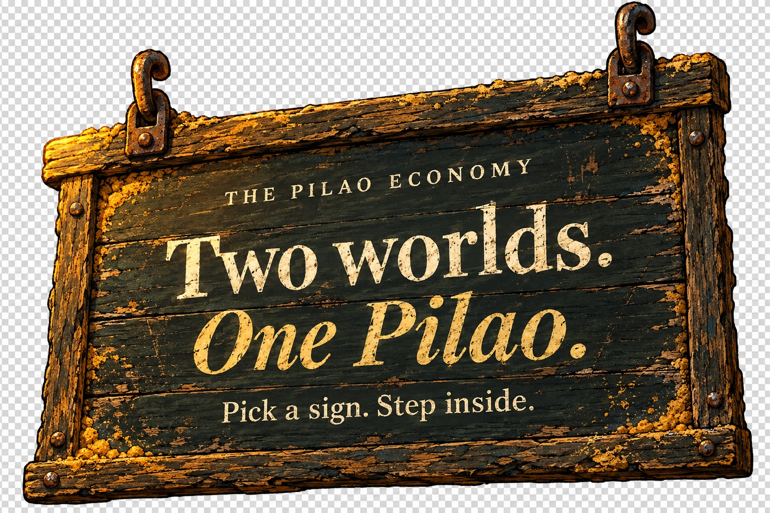 THE PILAO ECONOMY. Two worlds. One Pilao. Pick a sign. Step inside.